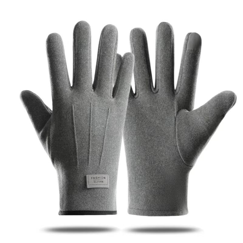 

Зимние замшевые флисовые перчатки для мужчин, теплые и удобные, для активного отдыха, велоспорта, для студентов, корейская версия, для вождения, с сенсорным экраном One Size