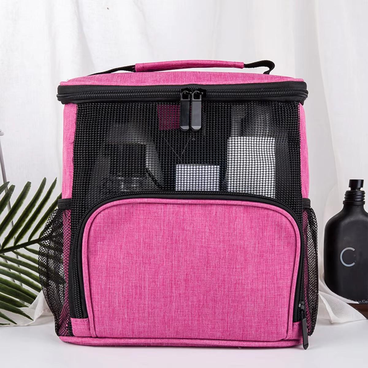 

Mesh Travel Cosmetic Cases Portable Large Capacity Shower Storage Bag Hanging Toiletry Bag Quick-Drying Handbag розовый