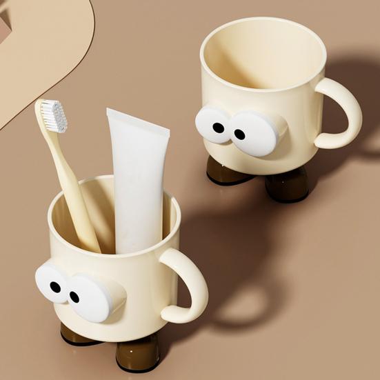 Mouthwash Cup Cartoon Design Unbreakable Toothbrush Holder Ergonomic Handle Dishwasher Safe Water Mug