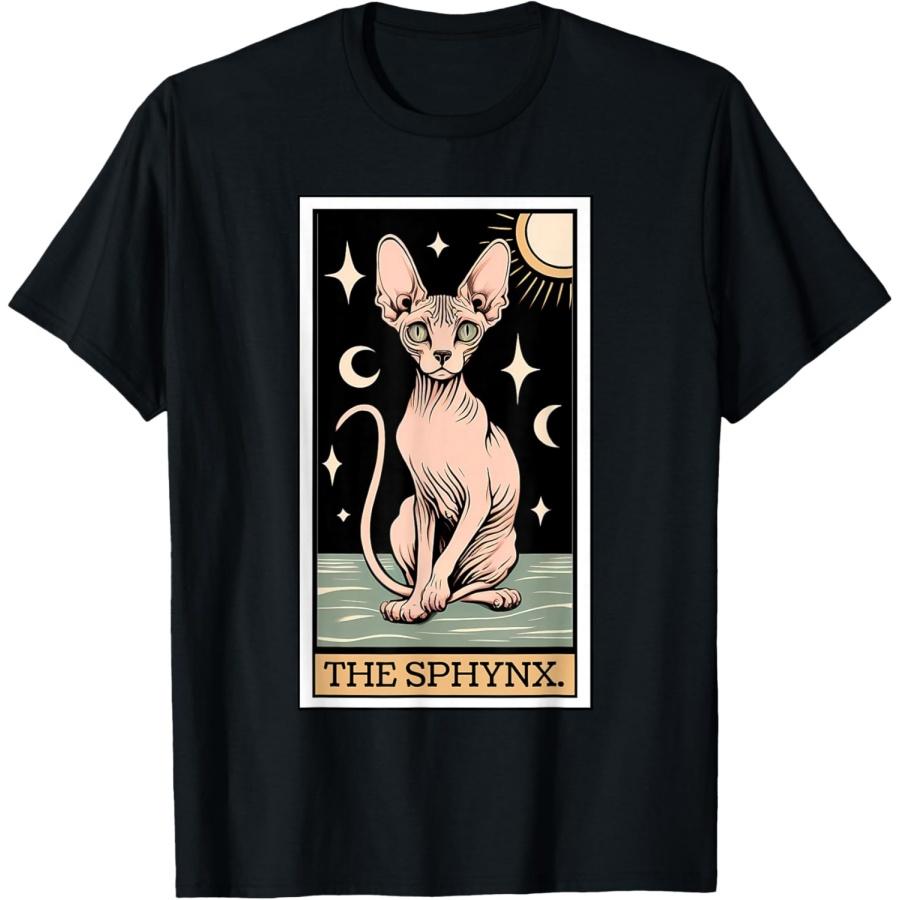 Карта Таро Сфинкс Кошка Безволосая Кошка Мама Кошка Папа Кошка Женская Мужская Футболка, Маленький, Черный S