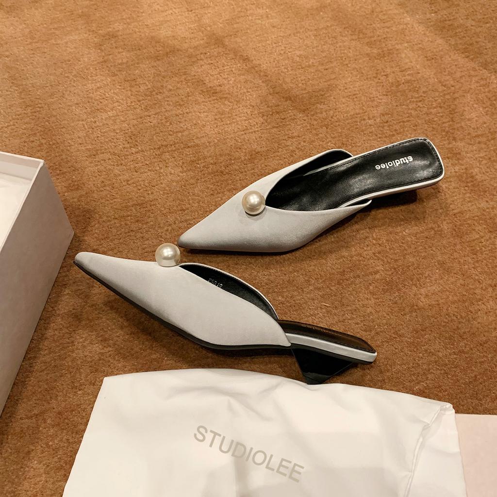 Sheepskin version~ One-pedal bag head half-drag Muller shoes women's 2025 new French niche women's rear empty sandals