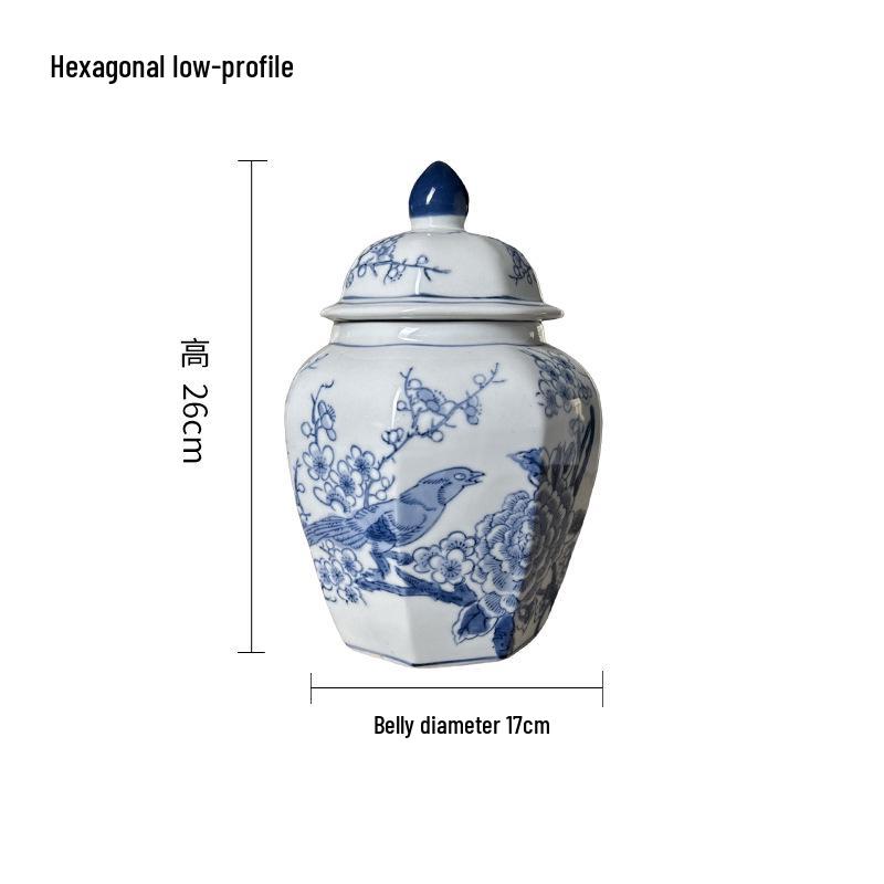 Blue and White Chinese Ceramic Vase - High-End Porcelain Entranceway Ornament and Storage Jar