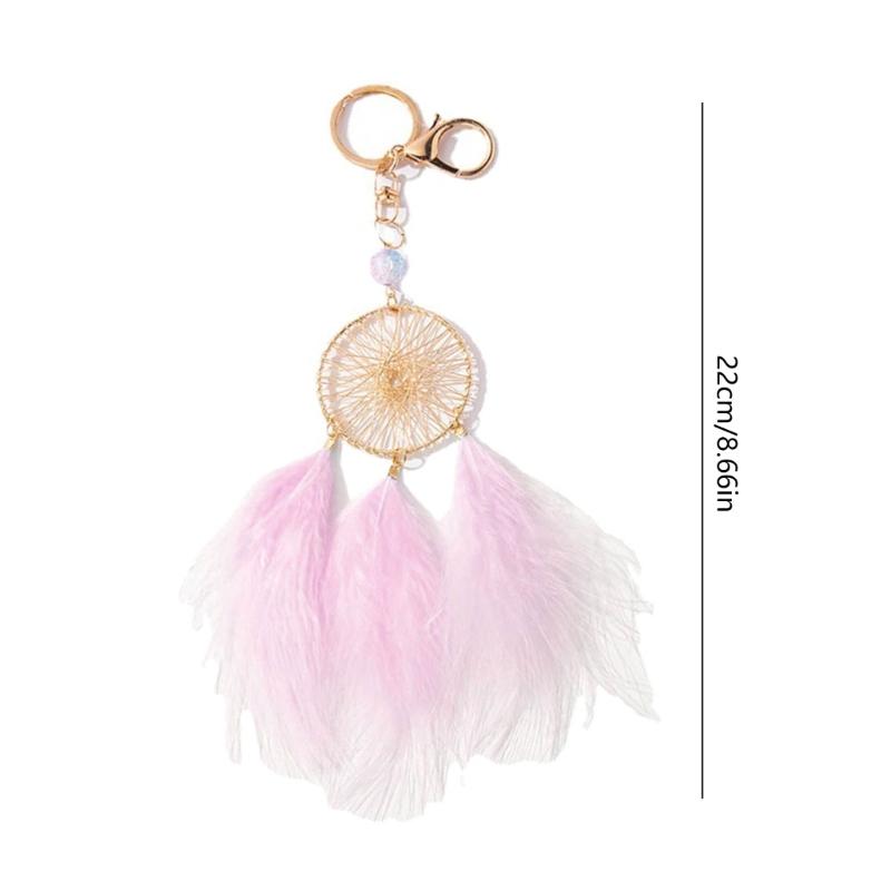Feather Dream Catcher Charm Keychains Fashion Pendant Car Keyring Backpack Decoration Fashion Jewelry for Women Girls