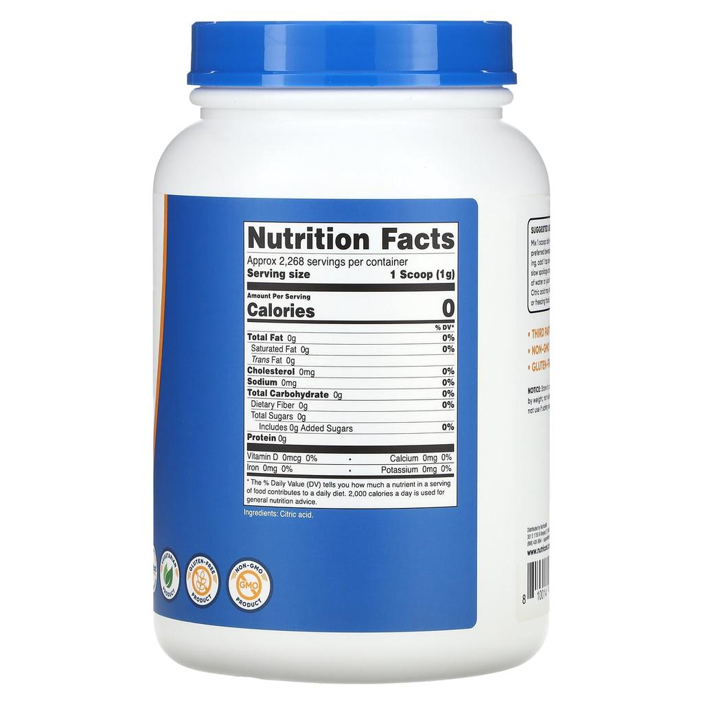 Citric Acid, Unflavored, 2,268G(5Lb)