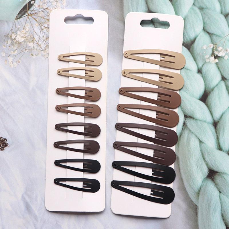 8Pcs/set Japanese Korean New Coffee Color Matte Bb Clip Metal Bangs Broken Hairpin DIY Paint Hairpin Hair Accessories