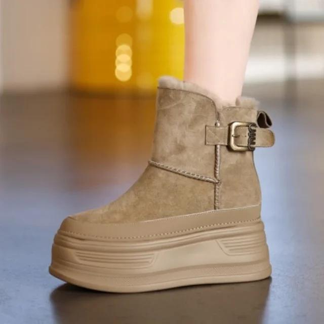 2024 New Women's Thick-soled Heightened Snow Boots Winter Selling Plush Warm Women's Casual Slip-on Fashion Boots Walking Boots