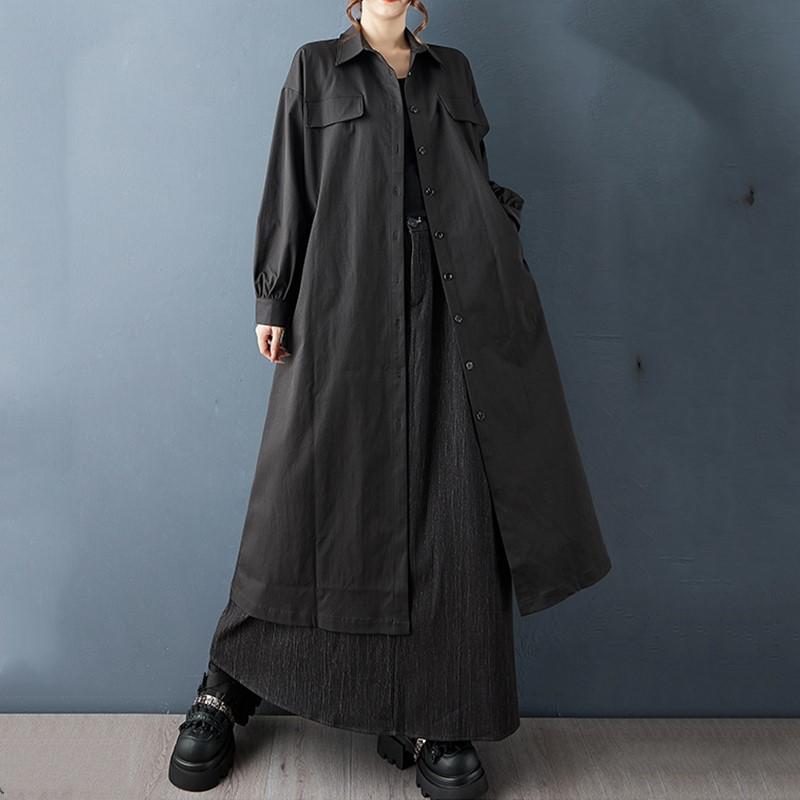 Long Sleeve Plus Size Black Vintage New In Dresses for Women Spring Autumn Casual Loose Shirt Dress