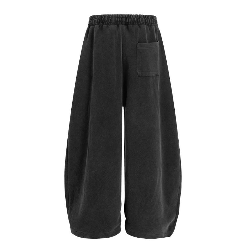 Mens Loose Wide-Leg Sweatpants Letter Print Streetwear Vintage Casual Pants