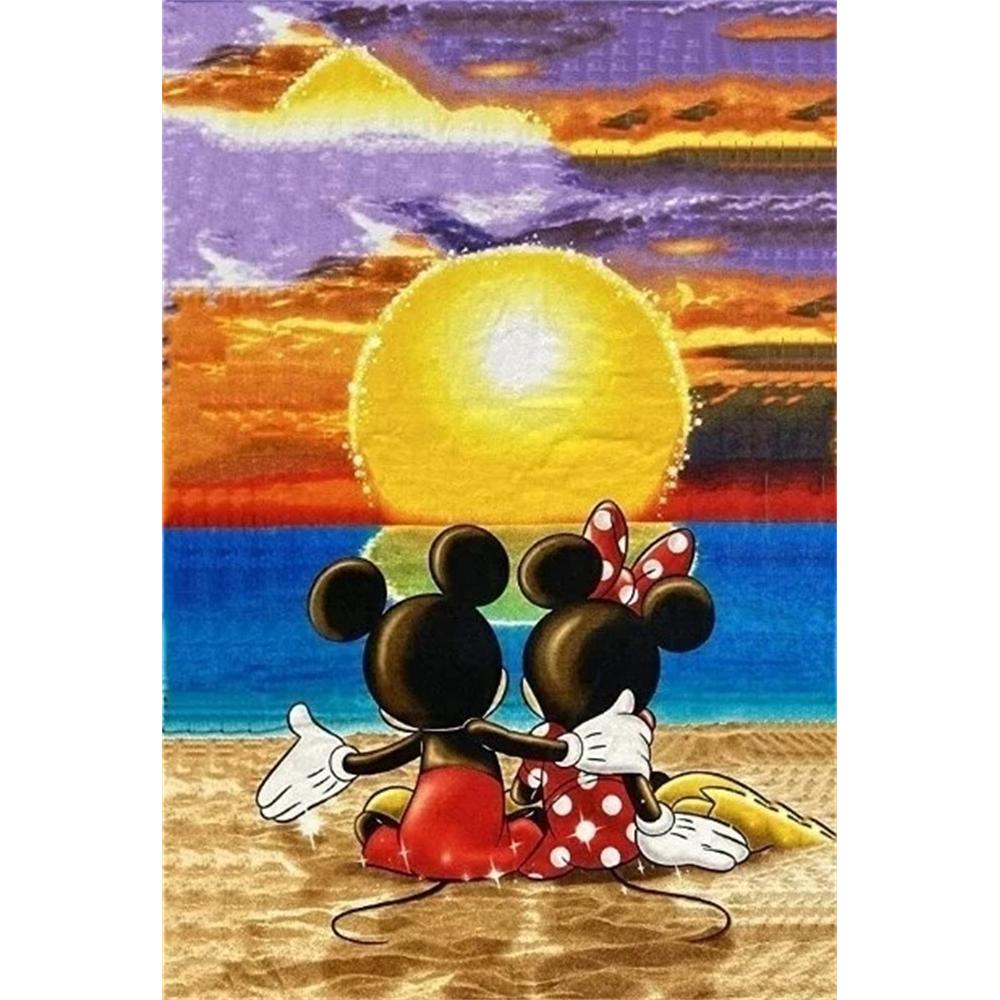 

Disney Diamond Painting Mickey and Minnie Beach Sunset Romantic Art Painting 5D Mosaic Art DIY Cross StitchEmbroidery Set Full Diamond Home Decor Gift Round 20x30cm