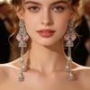 Antique Indian-Style Rhinestone Oval Bell String Long Earrings