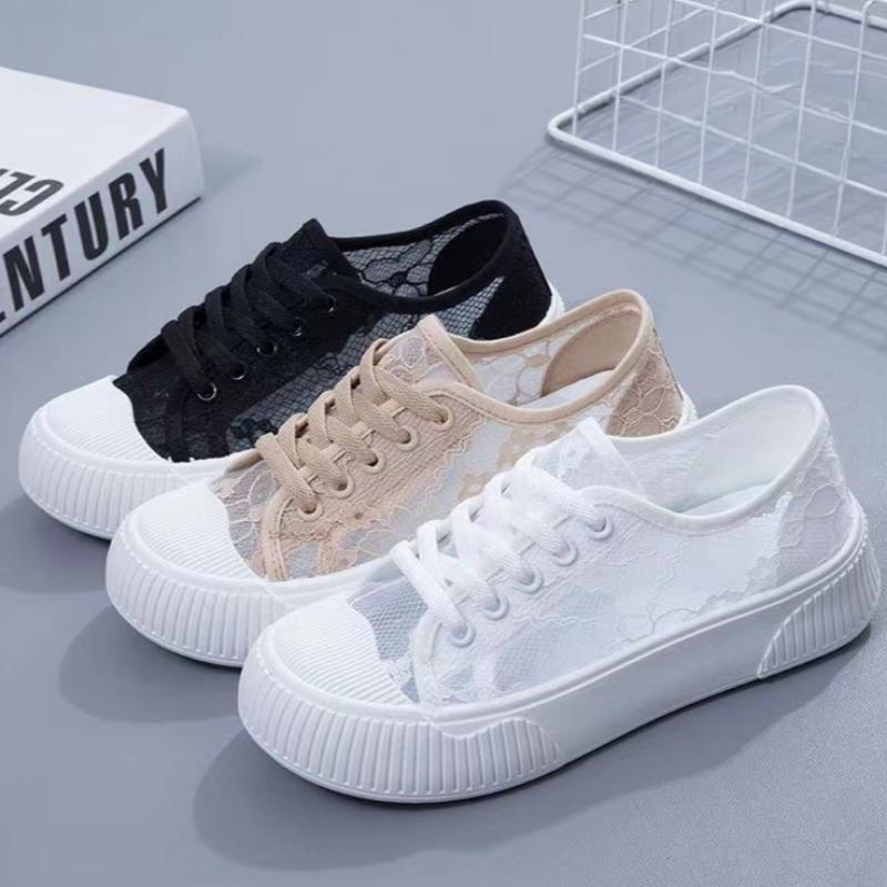 Thick-soled White Shoes for Women In Summer, Mesh, Breathable, Hollow, Thin, Versatile, Casual Sports Shoes