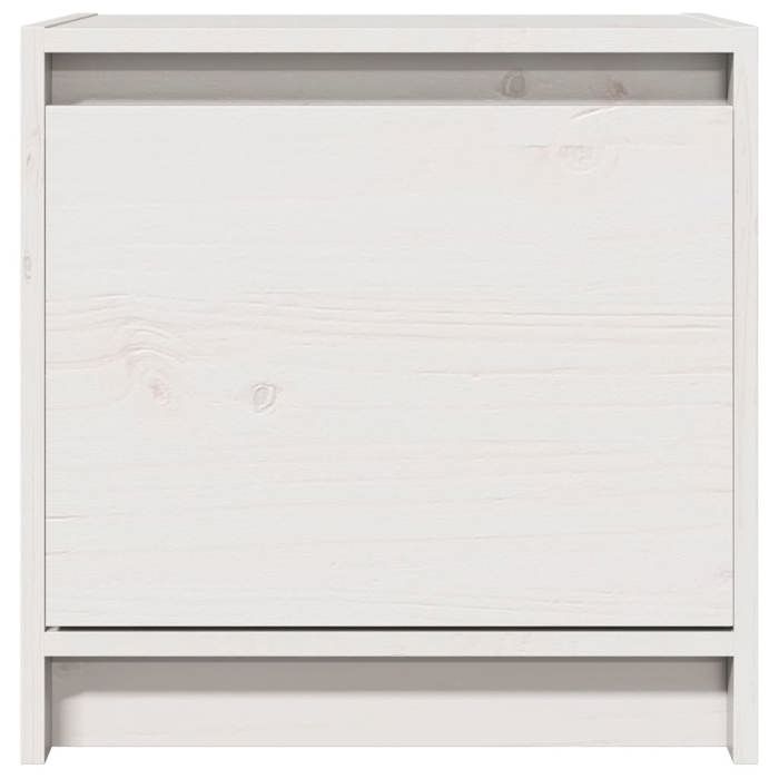 Table de chevet - Maison Exclusive - Blanc - Bois de pin massif - Grand espace de rangement