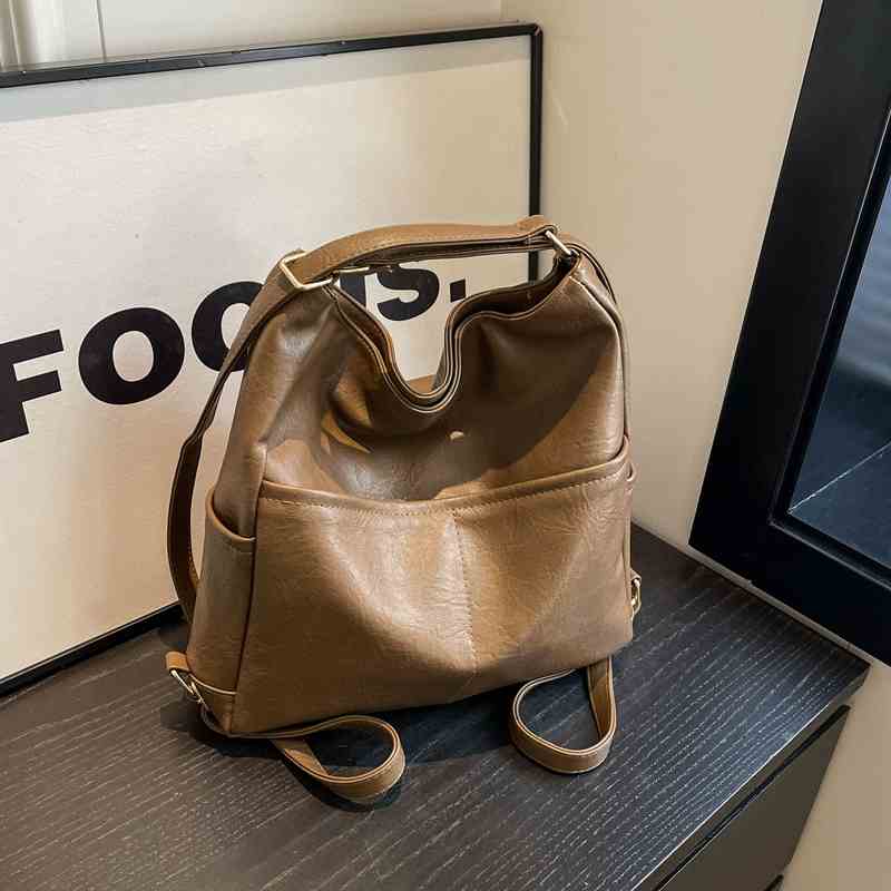 2024 New Autumn Winter Women's Bag Fashion Versatile Solid Color Single Shoulder Bags Simple Commuter Large Capacity PU Backpack