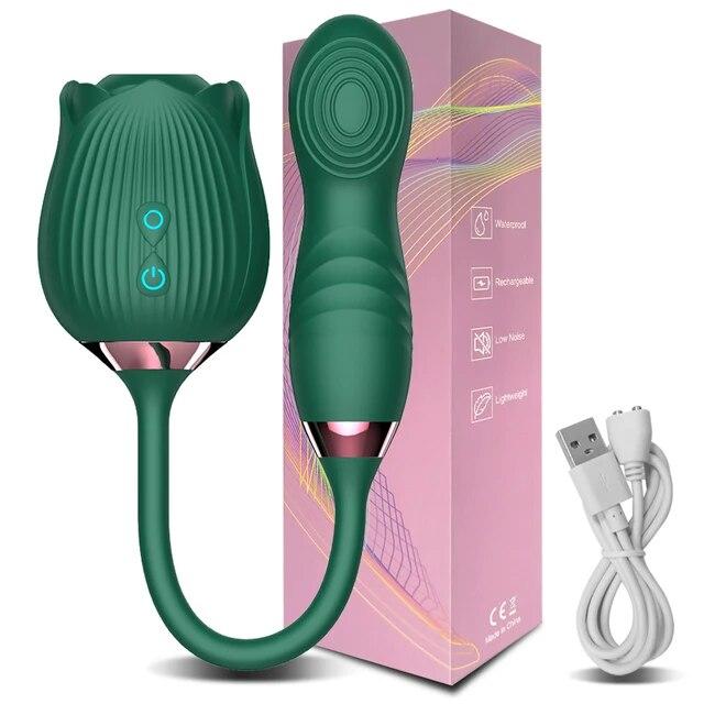 Powerful Rose-Vibrator Dildo for Women Sucker Clitoris Stimulator Mimic Finger Wiggling G-Spot Massager Adults Goods Sex Toys