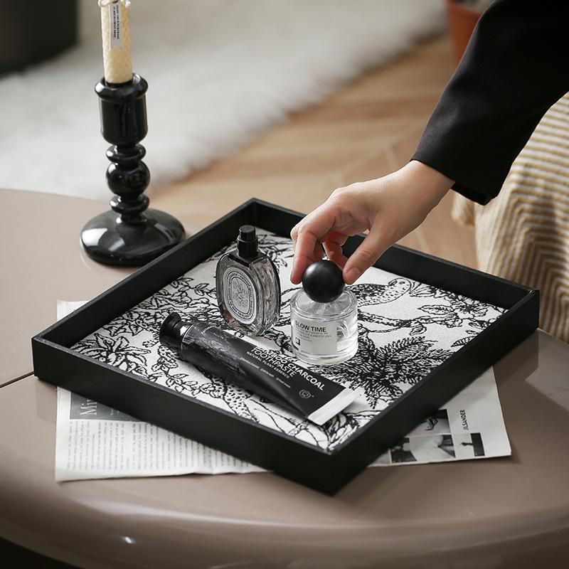 Elegant Leather Decorative Tray for Coffee Table - Ideal for Candles, Perfume, and Cosmetics