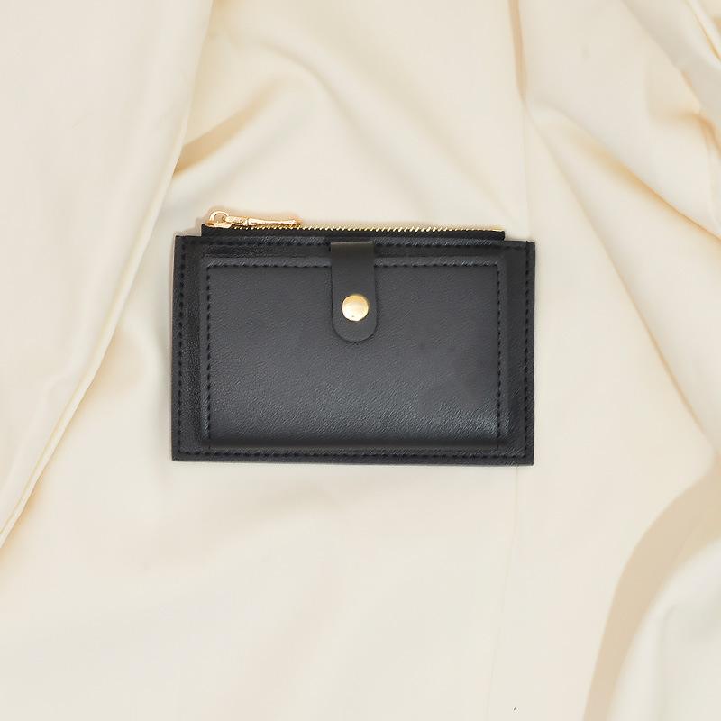 Change Bag Women s Short Coin Bag Simple Thin Zipper Buckle Multi-card Small Card Bag Change Clip чёрный