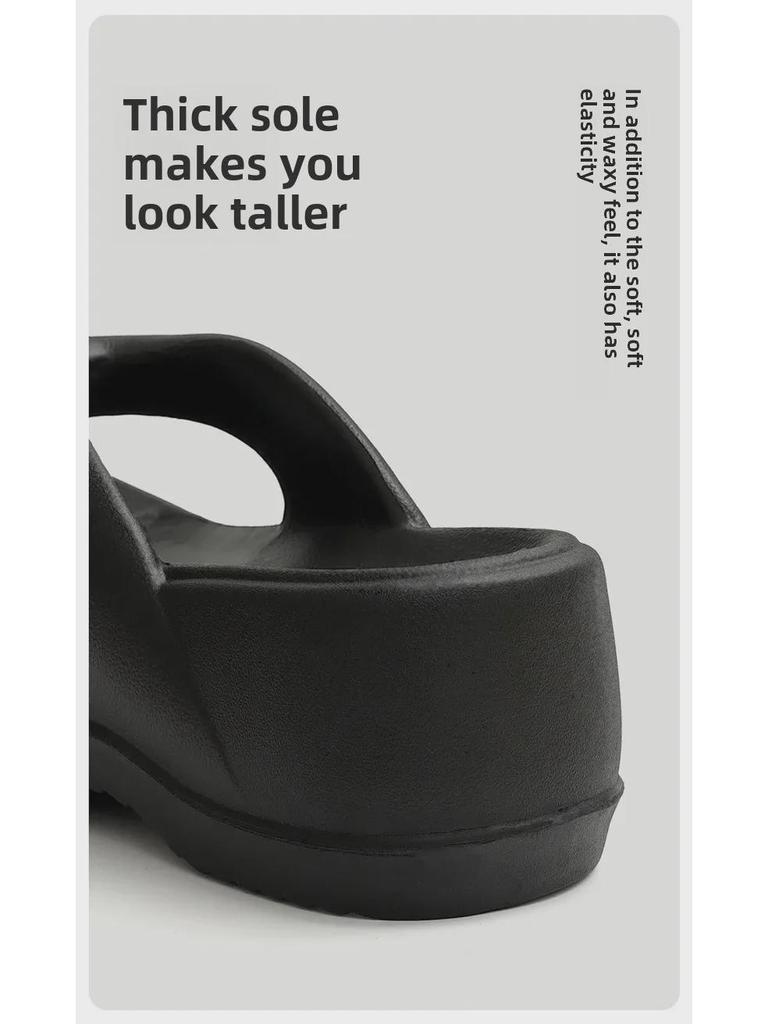 Fashionable Women's Thick-Soled Flip-Flops for Summer, Non-Slip Beach & Home Bath Wear, Suitable for Couples