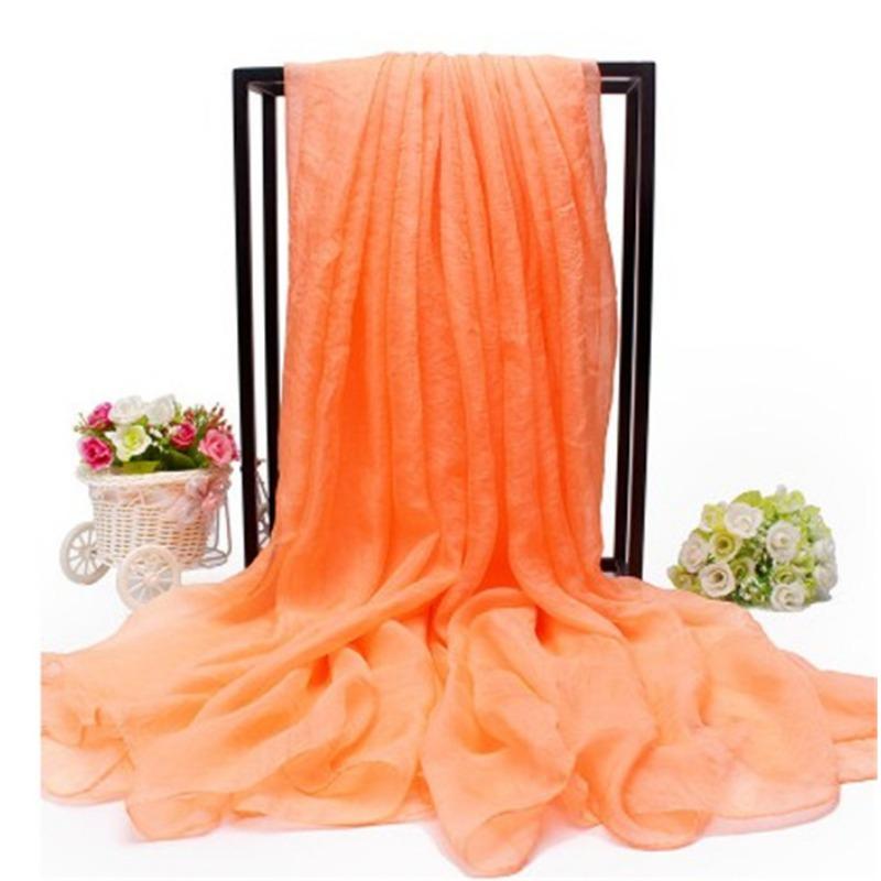 Extra Large Imitation Silk Scarf Solid Color Silk Scarf Seaside Beach Towel Long Spring and Autumn Women's Gauze Scarf Chiffon Scarf Women