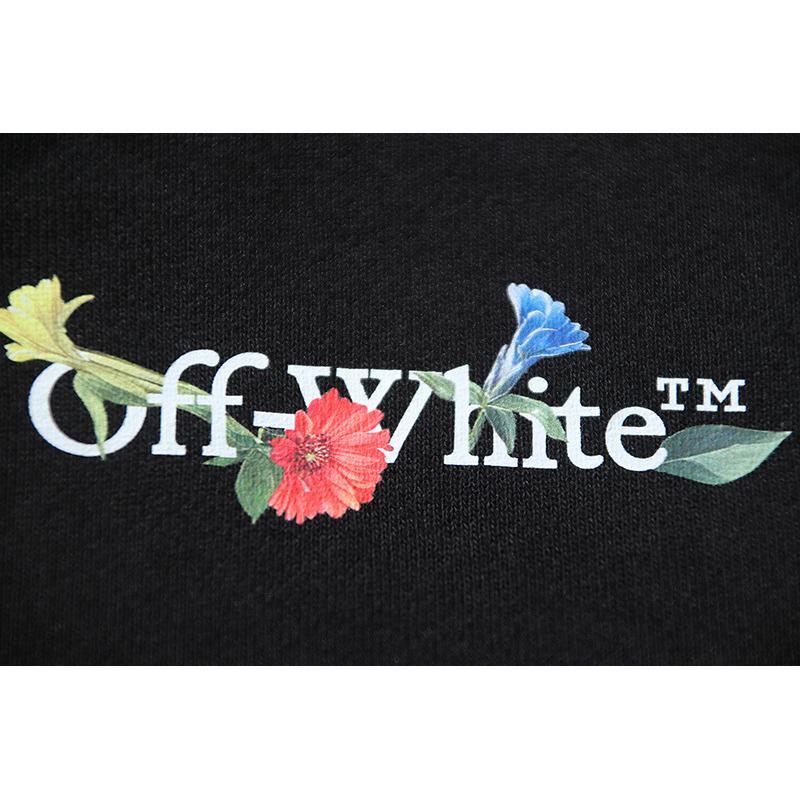 1281 Off-White 2026 Autumn/Winter New Plant Flower Printed Pattern Hoodie Hoodie for Men and Women
