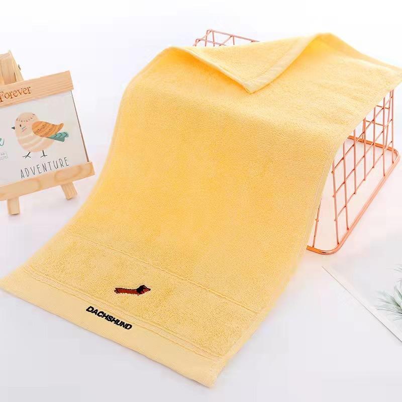 

Бытовое мягкое впитывающее однотонное хлопковое полотенце для лица, полотенце для лица для детского сада, детское полотенце с вышивкой 25*50cm жёлтый