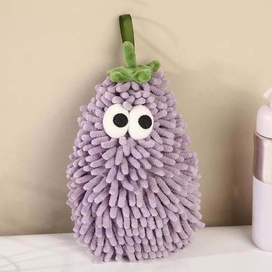 Cartoon Hand Towel for Bathroom Thicken Eggplant Pear Shaped Towel Super Absorbent Quick
