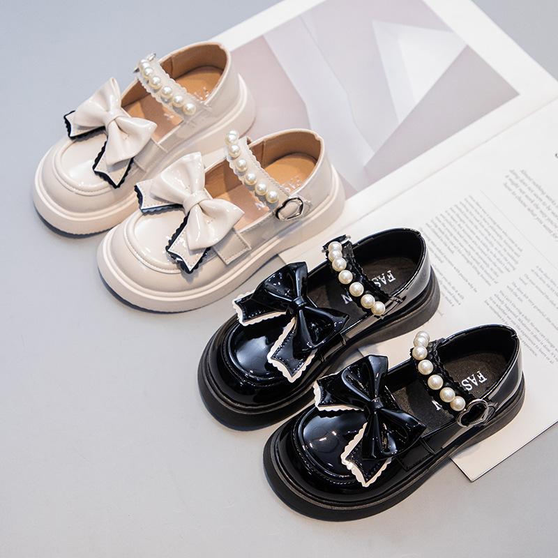 Classmate 2025 spring patent leather children's shoes girls princess shoes butterfly flower fashion girls shoes shallow mouth student shoes