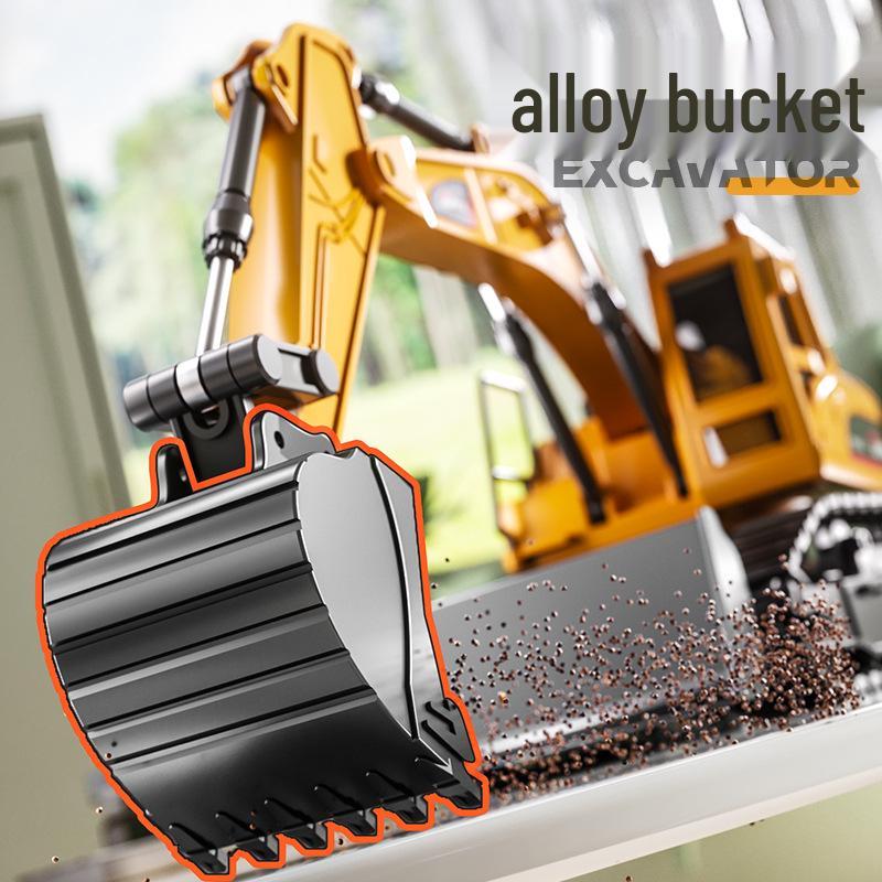 11-Channel Rechargeable Electric Alloy Excavator Bulldozer with Spray Simulations - Children's Engineering Toy