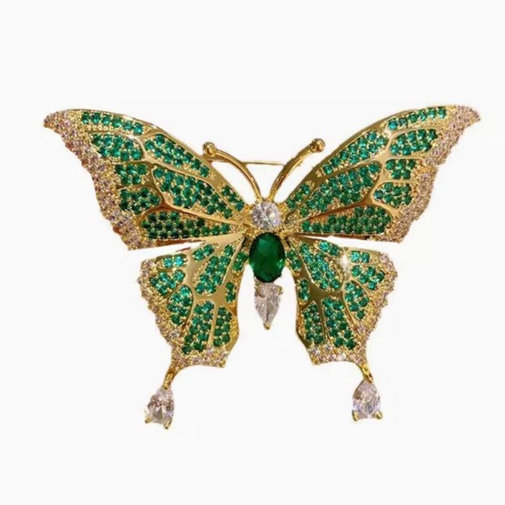 Creative Zircon Butterfly Brooch, Niche Design Women's Anti-Exposed Pin, High Luxury Scarf Buckle, Suit Accessories