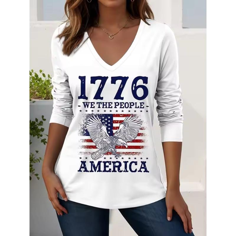 Vintage US Flag 250th Anniversary Pattern Women's T-shirt Summer 3D Print Casaul Long Sleeve Polyester Tops Women Clothing