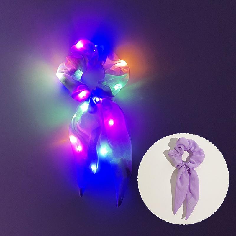 Popular Flashing Light Up hair tie LED Luminous scrunchies Women girls glowing Scrunchy Hair Rope Halloween luminous hairband
