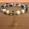 Zakol Cute Romantic Natural Crystal Stone Ball Strand Bracelets For Women Girls Dopamine Crystal Beaded Wristlet Zircon Gifts
