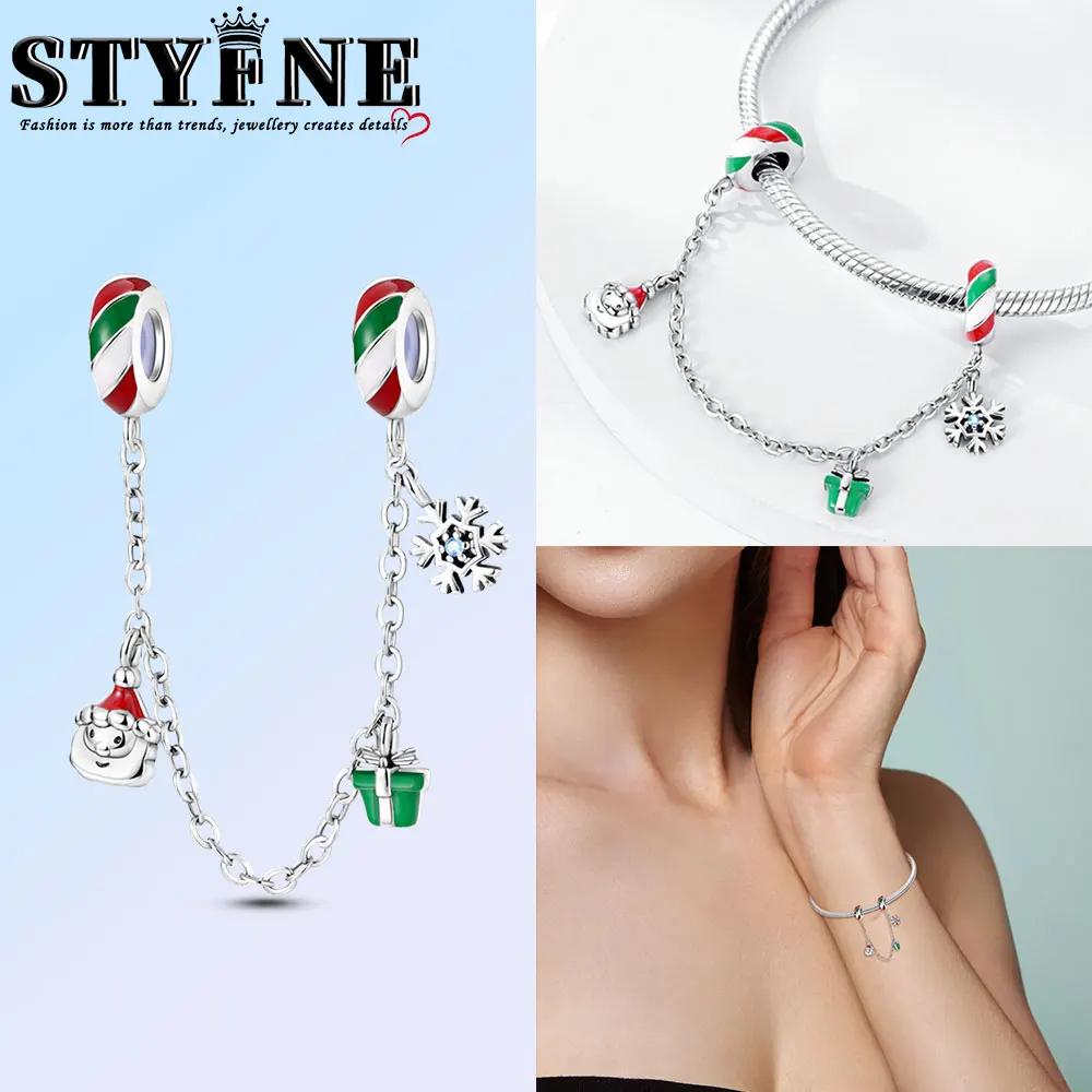 Copper Christmas Santa Snowflake Charm Pendant Beads Fit Original Bracelet For Women Valentine Day Jewelry Gifts