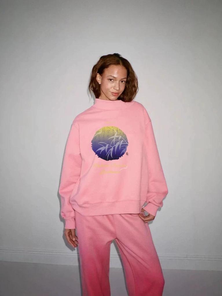 European Style Trendy Women's Sweatshirt: Mid-High Neck, Casual Loose Fit, Hot Stamping, Autumn Collection