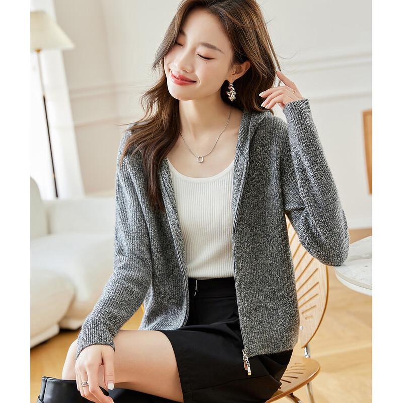 

Srcr Women s Hooded Pure Wool Cardigan L