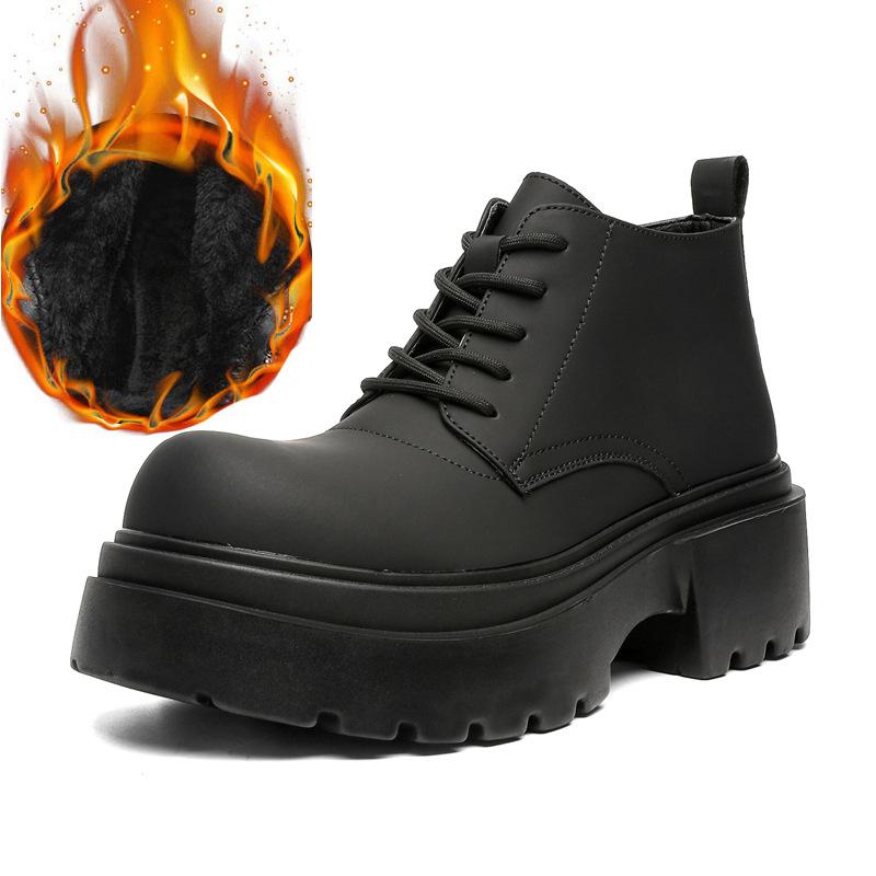 men fashion punk rock platform boots lace-up original leather shoes cowboy autumn winter boot cool stylish ankle botas hombre