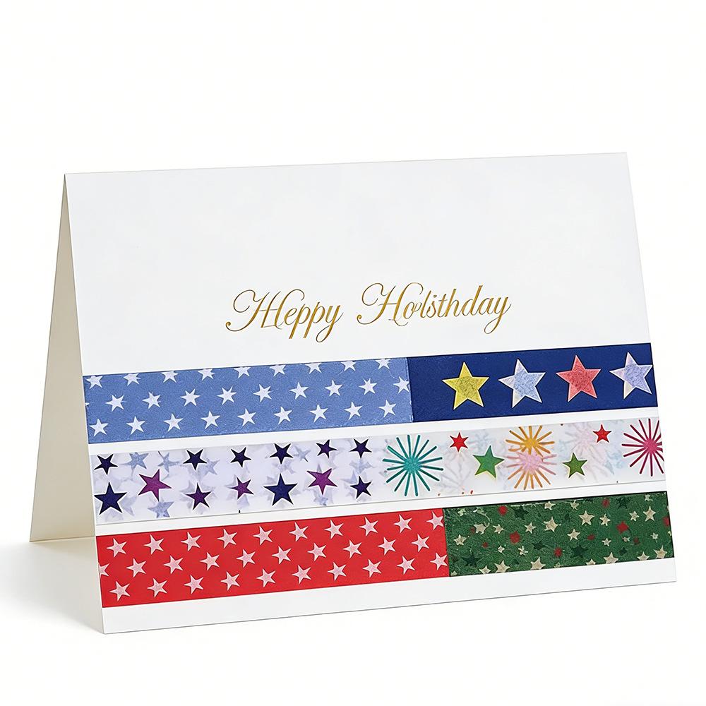 6 Rolls Star Washi Tapes Starry Stars Decorative Paper Tape Adhesive 1.5cm*5m Multi Dots Plaid Bubble Pattern Masking Tape