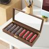 Walnut Color Density Boards Knife Display Case,Rectangular Knife Storage Box Compartments 8,40*19*5 Cm for Storing Knives