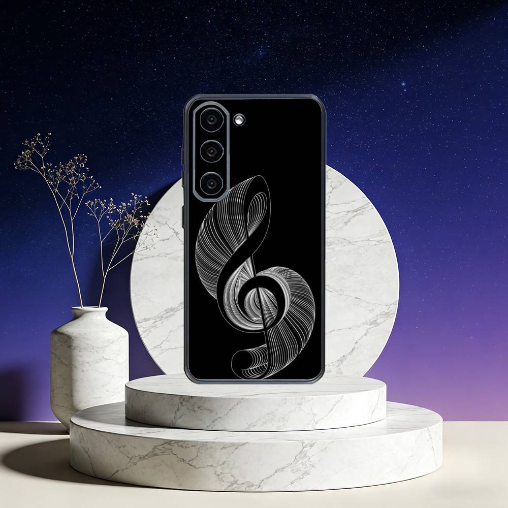 Music Art Treble Clef Phone Case For Samsung Galaxy A73,A72,A71,A70,A53,A52,A51,Others Soft Black Cover