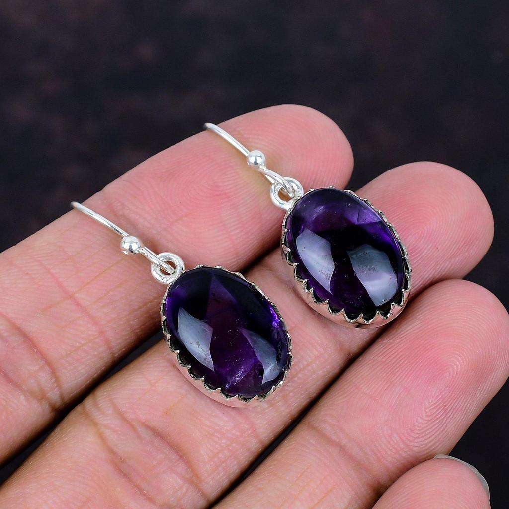 Cercei cu piatră prețioasă ametist stea bijuterii handmade cercei din argint sterling 925 bijuterii ametist stea naturală cercei lungi cadouri aniversare