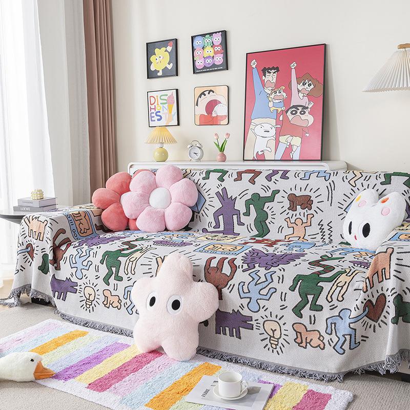 Bohemian Sofa Blanket Blanket Line Blanket Camping Blanket Outdoor Picnic Blanket Nap Blanket Leisure Blanket Cover