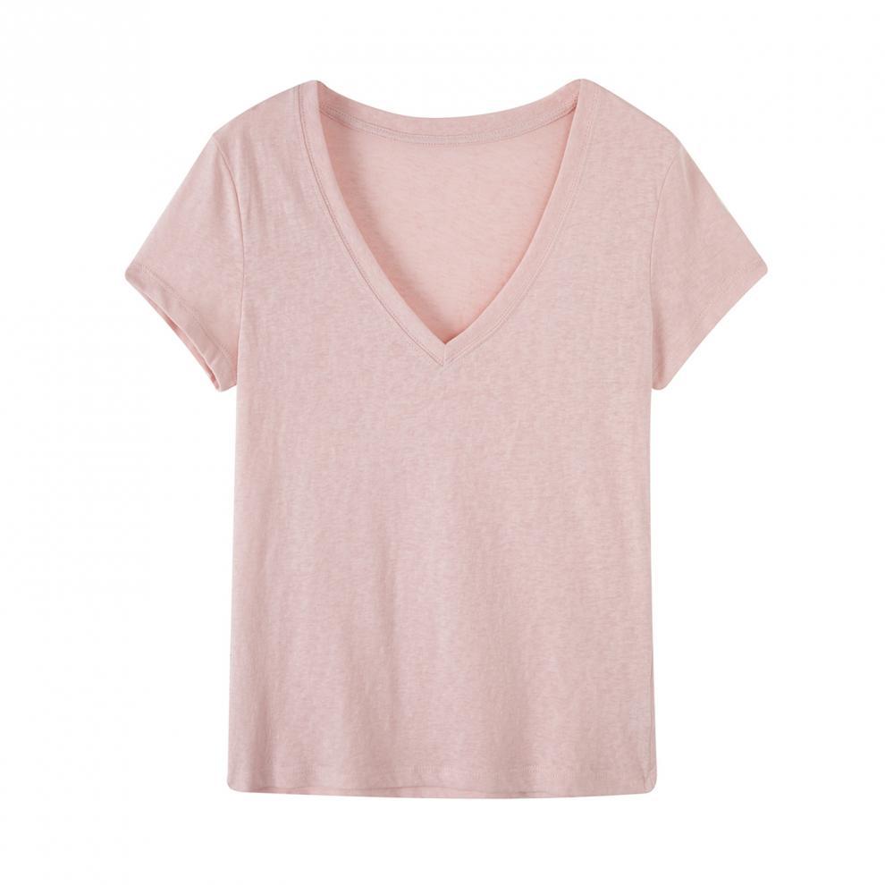 Korean Style High-End Women's V-Neck Short Sleeve T-Shirt - Summer 2026 Bestseller