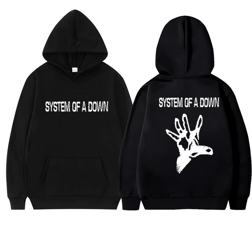 Rock Music System of A Down Double Sided Printed Streetwear Autumn Winter Men Women Vintage Punk Hoodie Unisex Fleece Pullover