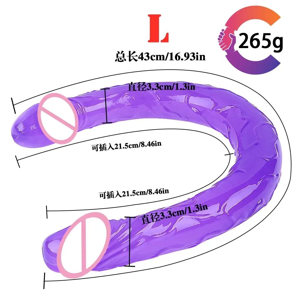 Dildo s dvojitou hlavou Long Jelly Realistic Dildo Dildo s dvojitým koncem Flexibilní velký penis pro ženy Sexuální hračky s masturbátorem pro lesbičky
