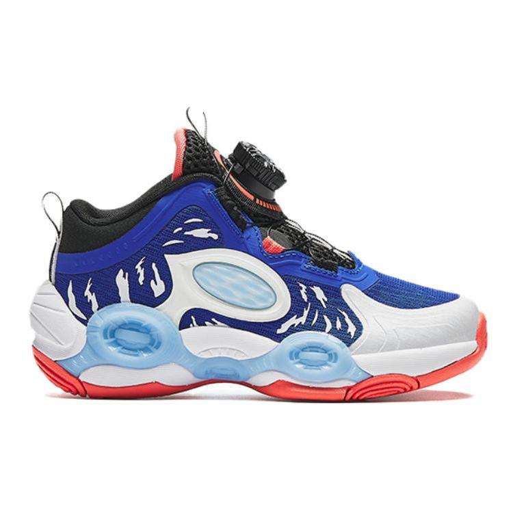 Anta Kids Asymmetrical Comfortable Non-Slip Wear-Resistant Breathable Low-Top Basketball Shoes Kids Sneakers Blue White 312439951-4