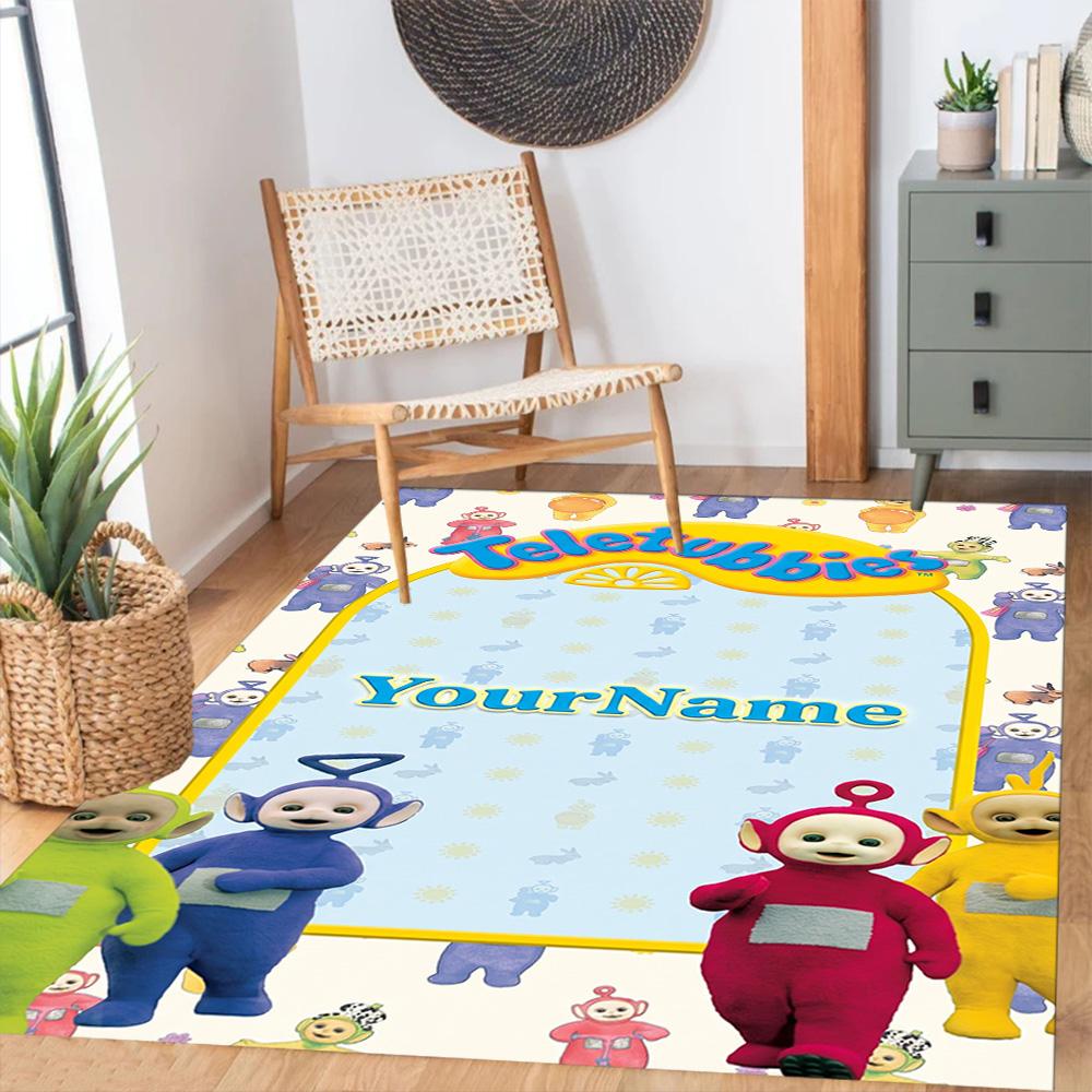 Teletubbies Personalized Name Area Rug Suitable for Living Rooms Decorate Room Dormitory Foyer Antislip Carpet Anime Office Decor