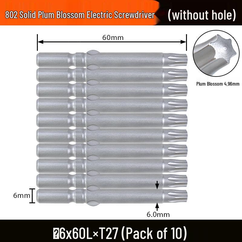 Nigao 802 Plum Blossom S2 Star-shaped Electric Screwdriver Bit, 6mm Round Shank with Magnet