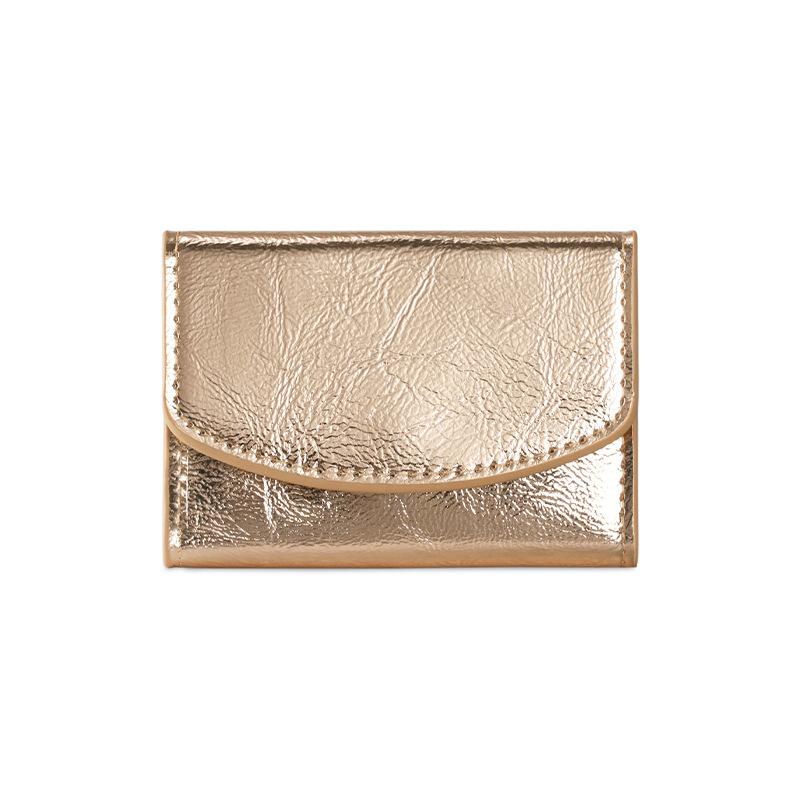 PU Japanese-style Short Three-fold Wallet Women's High-end Sense of Portable Coin Purse Fashion Buckle Wallet Large Capacity