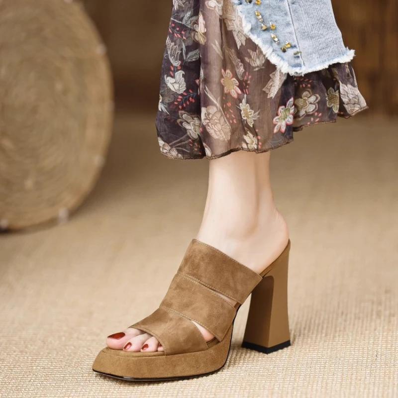 Women High Heels Sandals Summer New Black Hook Heels Party Shoes Woman Fashion Buckle Strap Platform Sandals
