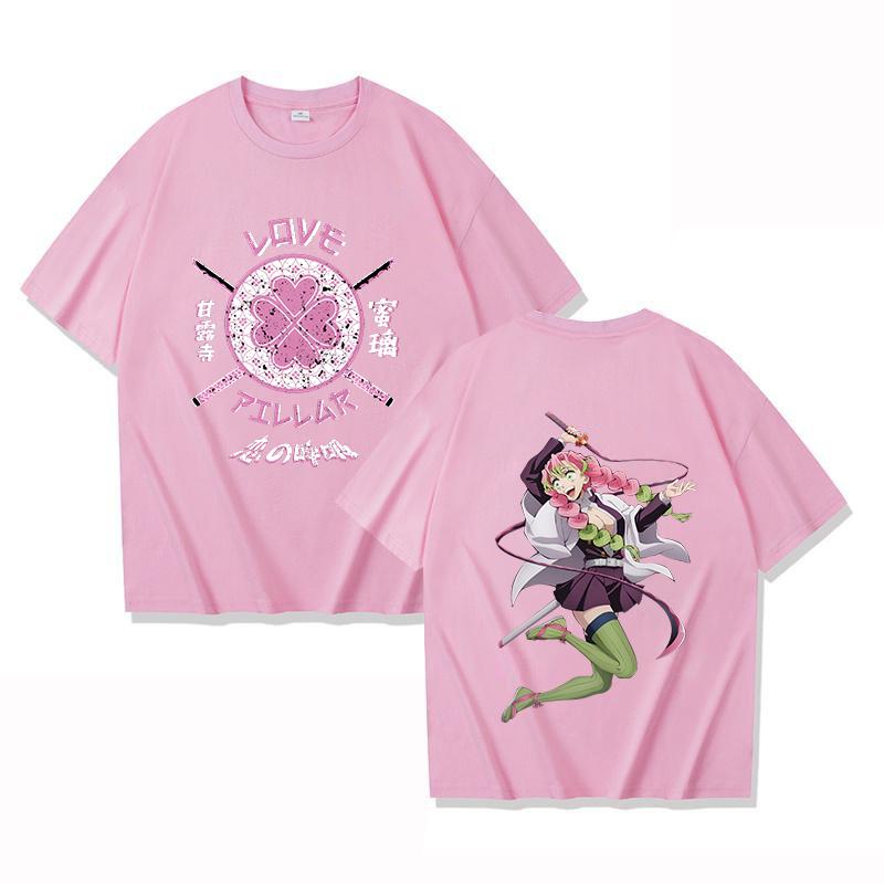 Hot Anime Kanroji Mitsuri Printed Women Y2k Summer Short Sleeve Tee Shirts Round Neck Casual Summer Unisex Tees Tops