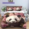Panda and Rose Pattern Bedding Home Decoration Birthday Gift (1 * duvet cover + 2 * pillowcase, without core)
